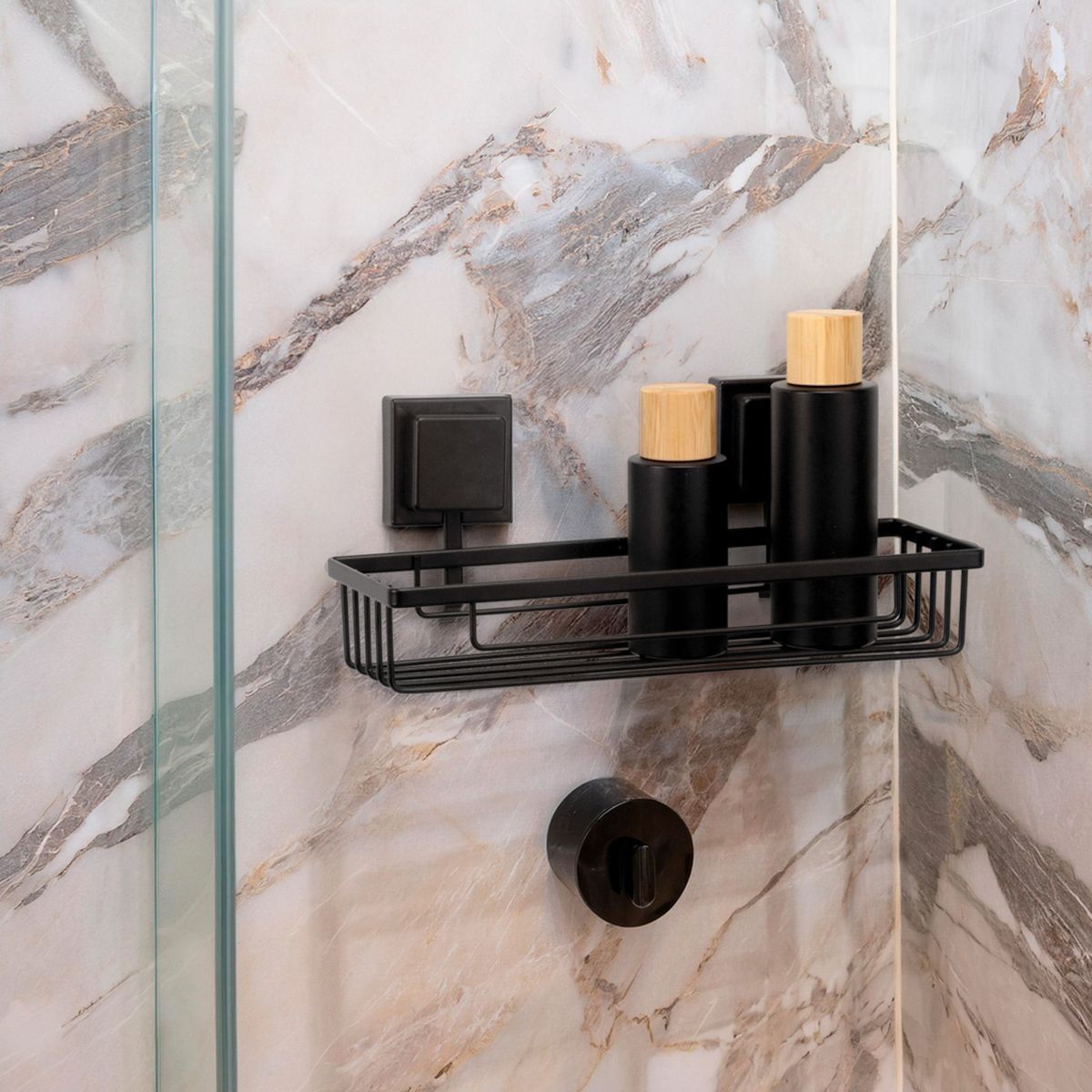 Porta Shampoo Retangular com Fixação Adesiva para Banheiro Piatina Preto 3m Arthi, marca Arthi - Foto 2