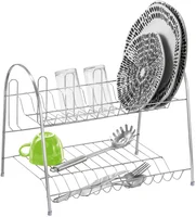 Escorredor de Louça Duplo Laminado para 12 Pratos com Porta Copos Cromado Passerini