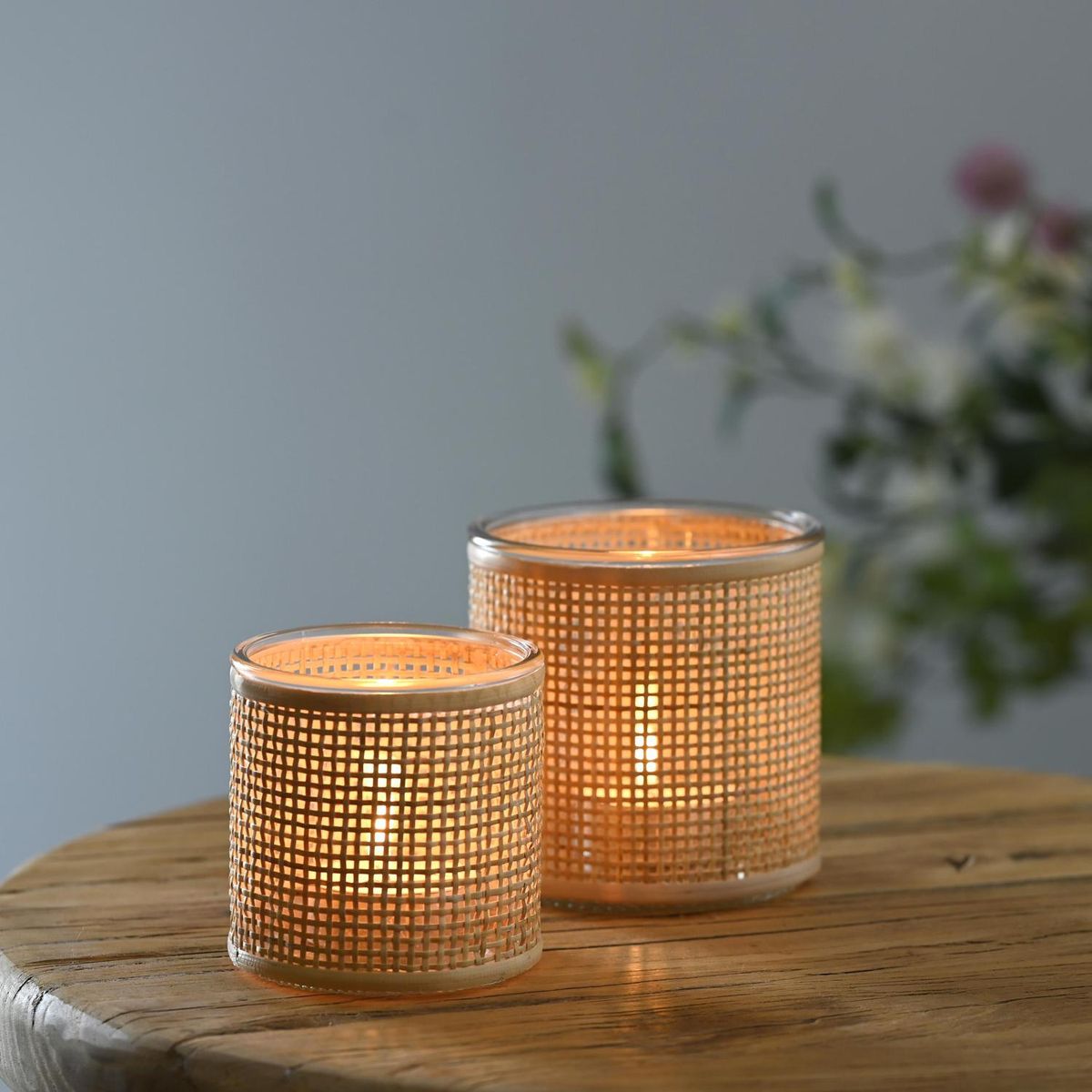 Castiçal de Vidro e Rattan 12cm Just Home Collection, marca Just Home Collection - Foto 2