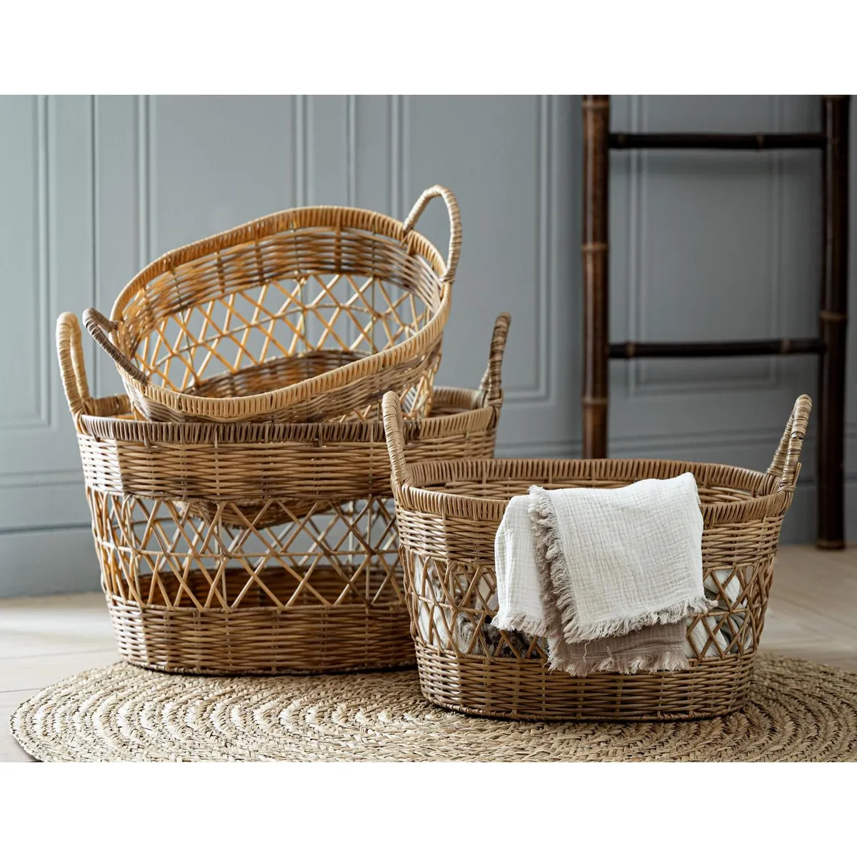Cesto de Ratan Tamanho G 50cm Just Home Collection, marca Just Home Collection - Foto 2