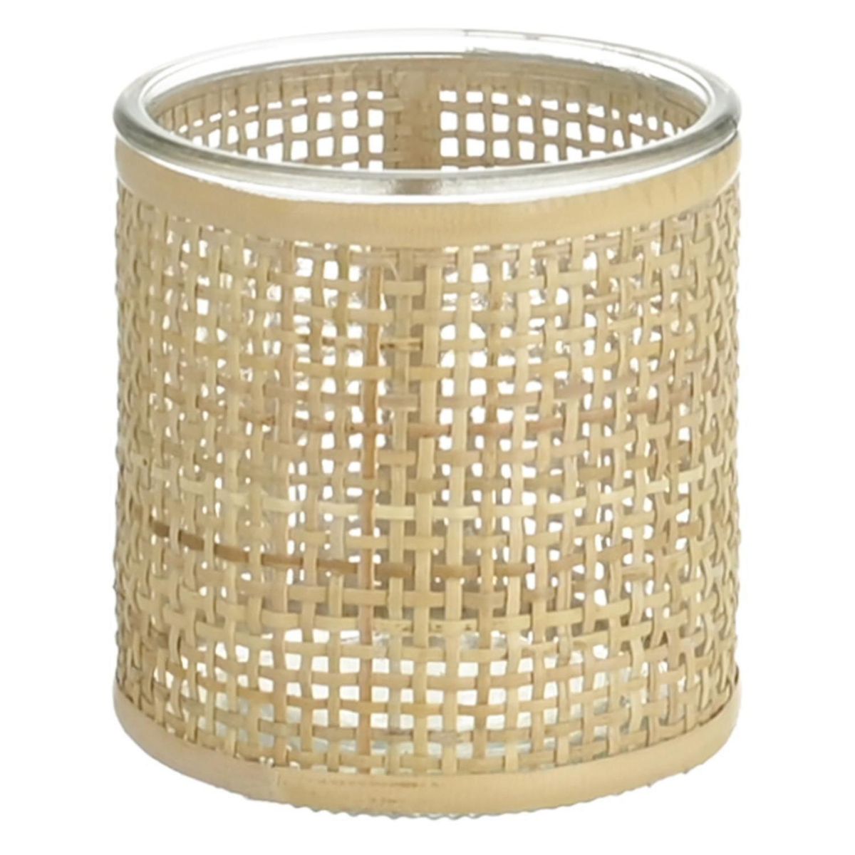 Porta Velas de Vidro e Rattan 10cm Just Home Collection, marca Just Home Collection - Foto Principal