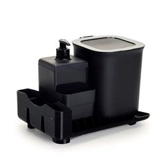 Kit Escorredor para Cozinha com Porta Detergente e Lixeira 2,5l Preto Dasplast