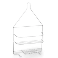 Porta Shampoo Reto Simples com Saboneteira Pendurar no Registro Metal Branco 42,8x9,8x25,5cm Arthi