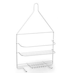 Porta Shampoo Reto Simples com Saboneteira Pendurar no Registro Metal Branco 42,8x9,8x25,5cm Arthi