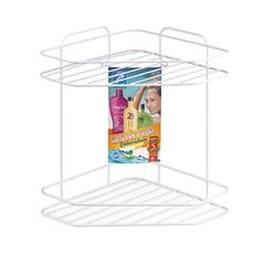 Porta Shampoo de Canto Duplo Parafuso Metal Branco 30,0x23x31,5cm Emborrachada Arthi