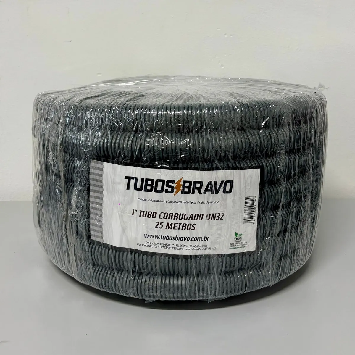 Tubo Corrugado Pead Cinza Dn 32 Mm (1"x 25 M) Tubos Bravo, marca Tubos Bravo - Foto Principal