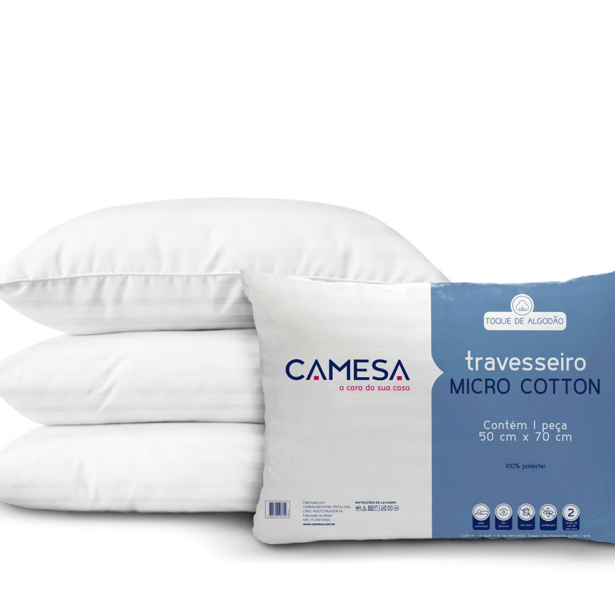 Travesseiro Micro Cotton Suporte Medio Sortido Camesa, marca Camesa - Foto Principal