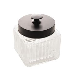 Pote de Vidro Com Tampa Vegas Preta 800ml Lyor