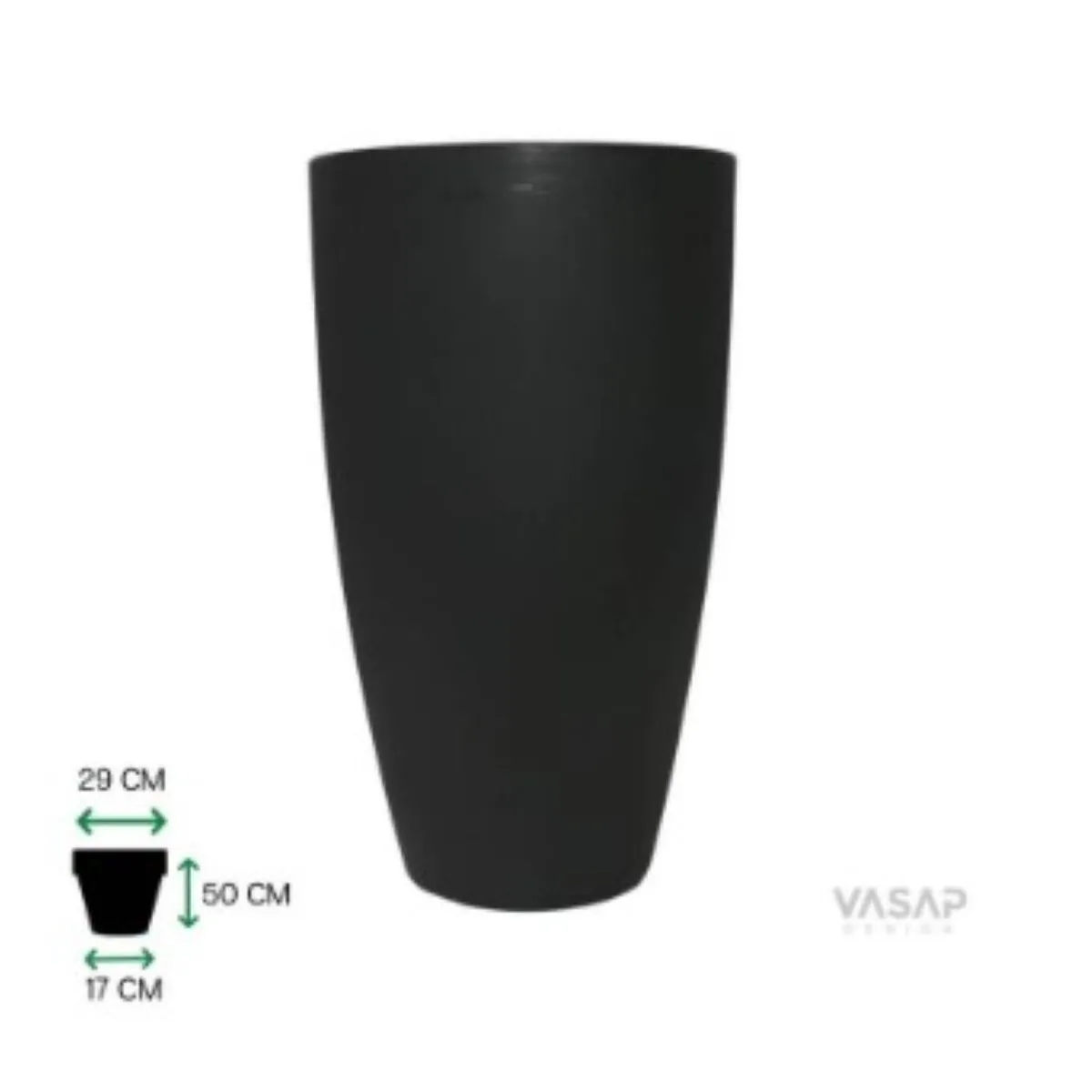 Vaso Vietnamita 50cm Preto Absoluto Vasap, marca Vasap - Foto Principal