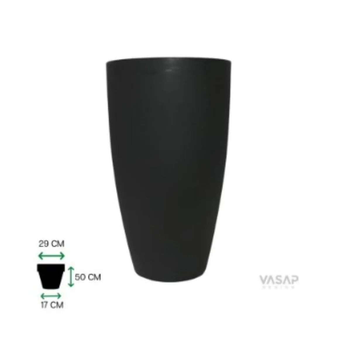 Vaso Vietnamita 50cm Preto Absoluto Vasap, marca Vasap - Foto Principal