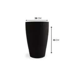 Vaso Cone Grafiato 55cm Preto Absoluto Vasap