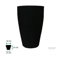 Vaso Cone Riscato 55cm Preto Absoluto Vasap