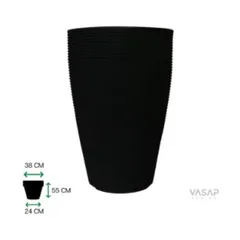 Vaso Cone Riscato 55cm Preto Absoluto Vasap