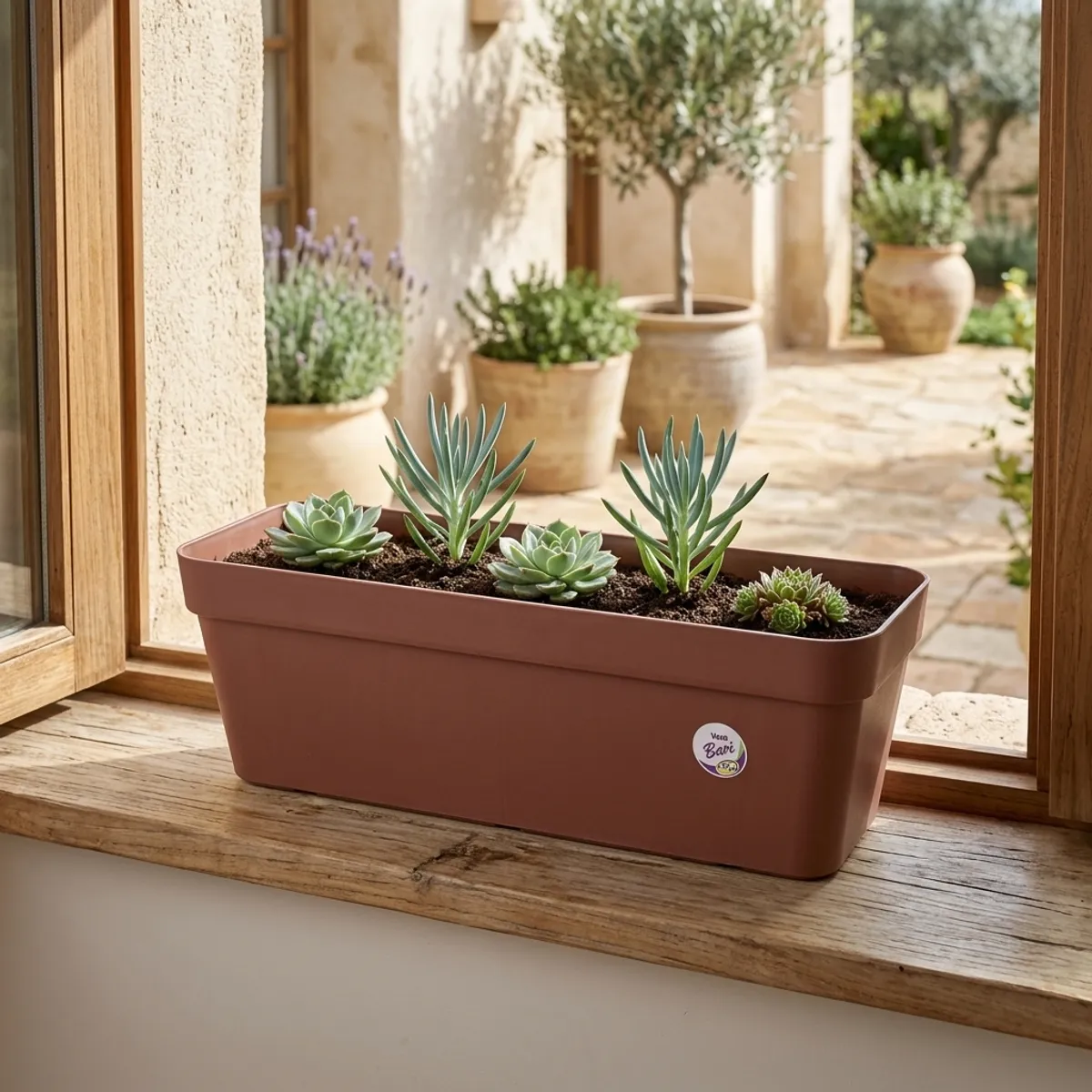 Jardineira Bari 49,5x18,3cm Tabaco Okla, marca Okla - Foto 2