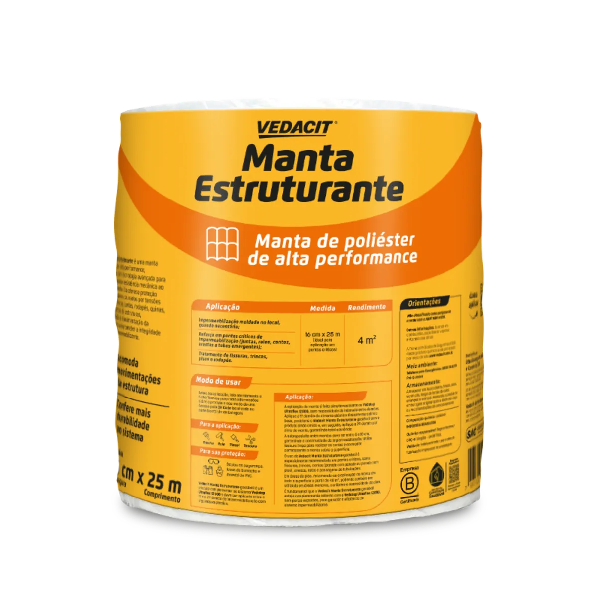 Manta Estruturante Poliester 16cm X 25m Vedacit, marca Vedacit - Foto Principal