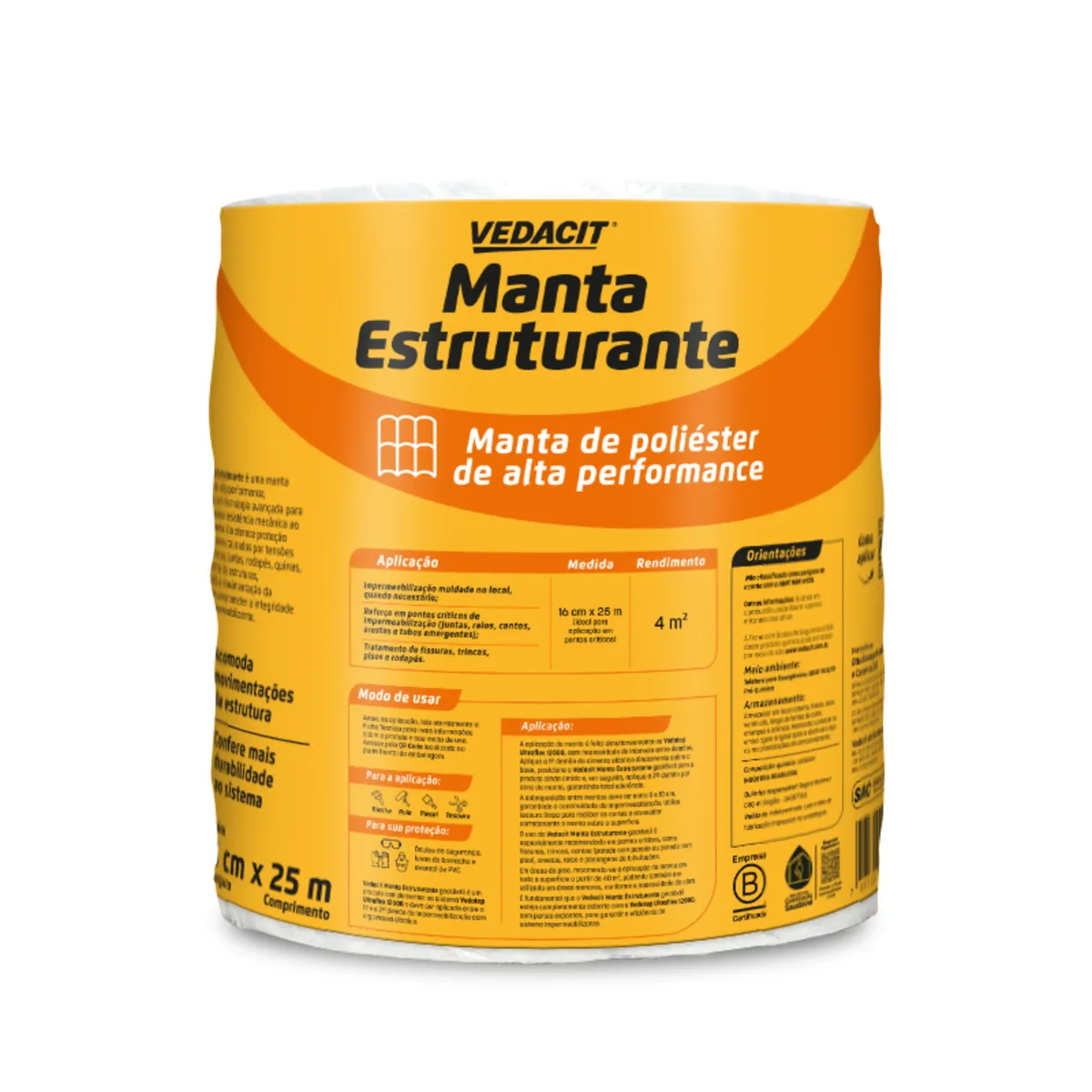 Manta Estruturante Poliester 16cm X 25m Vedacit, marca Vedacit - Foto Principal