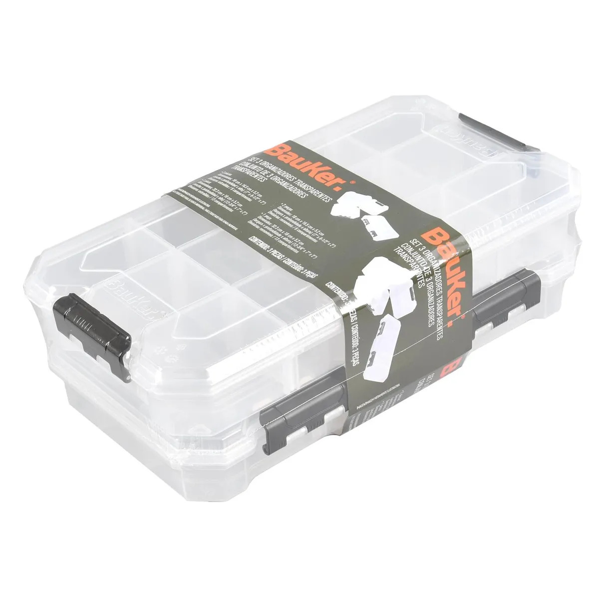 Conjunto de 3 Organizadores Transparentes, marca Bauker - Foto Principal