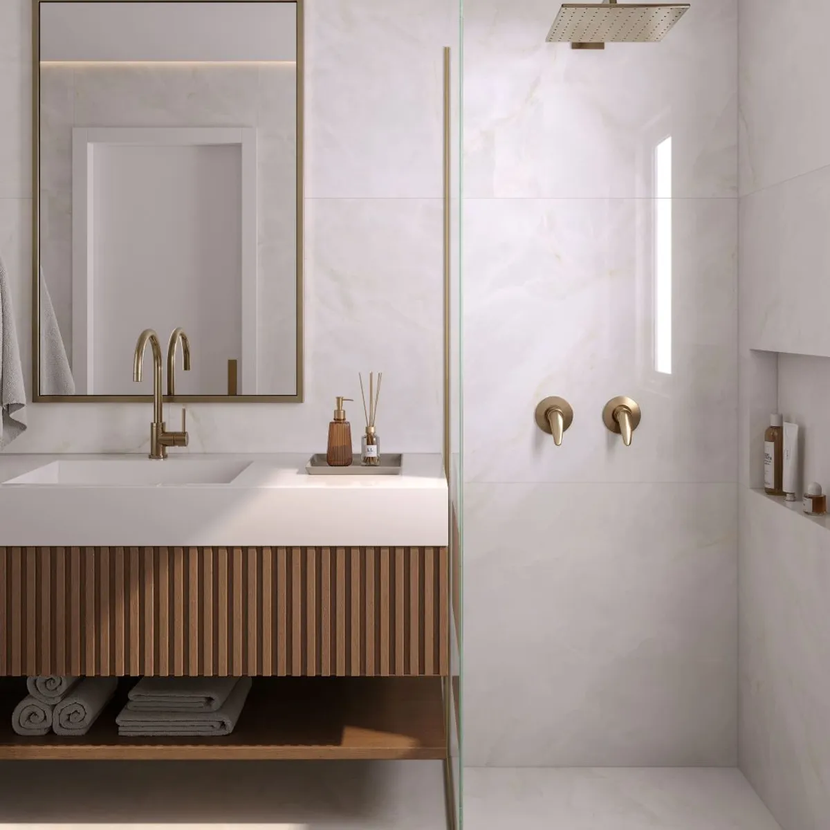 Porcelanato Esmaltado Polido Interno 84x84 Onyx Branco Caixa 2,12 M2, marca Elizabeth - Foto 2