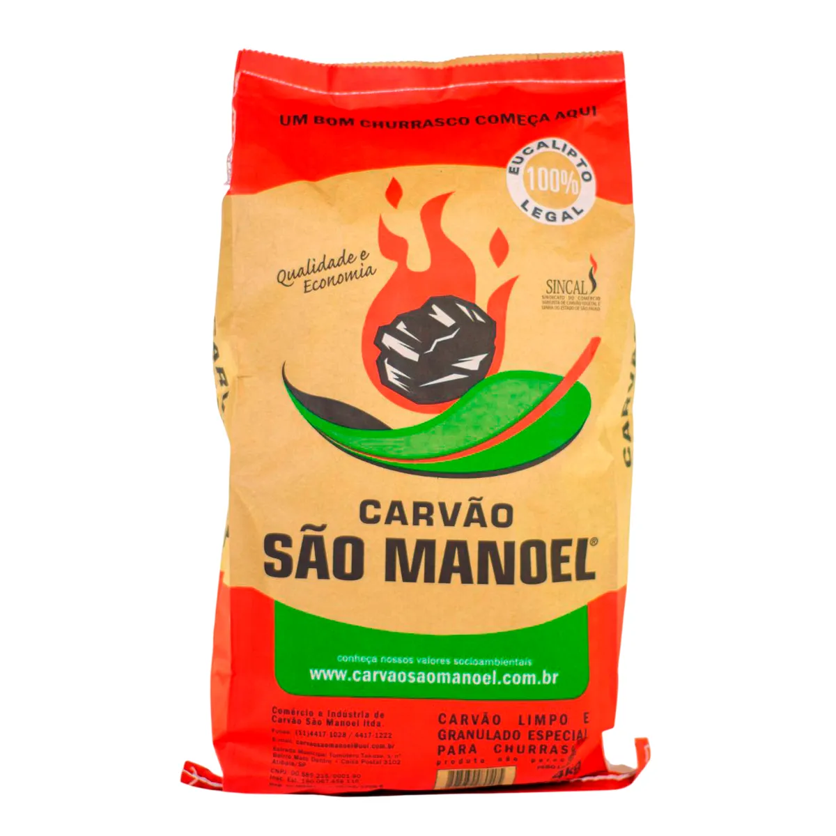 Carvão para Churrasco Queima Forte 4kg São Manoel, marca SÃO MANOEL - Foto Principal