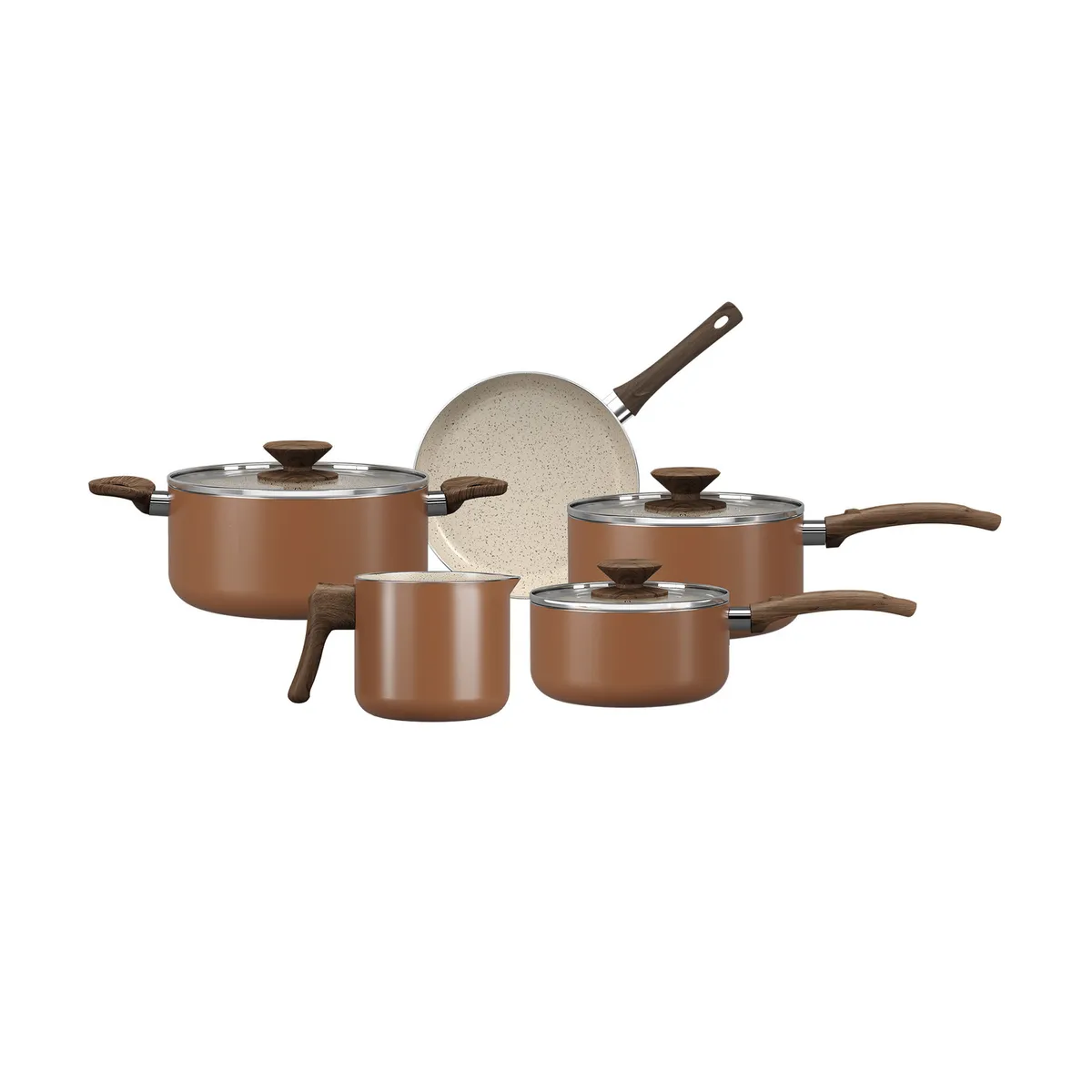 Conjunto Panelas 5 Peças Ceramic Life Revestimento Ceramico Brinox Primea Capuccino Brinox, marca Brinox - Foto Principal