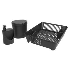 Kit Organize Sua Pia 3 Peças Coza Basic Preto Brinox