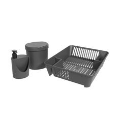 Kit Organize Sua Pia 3 Peças Coza Basic Cinza Brinox