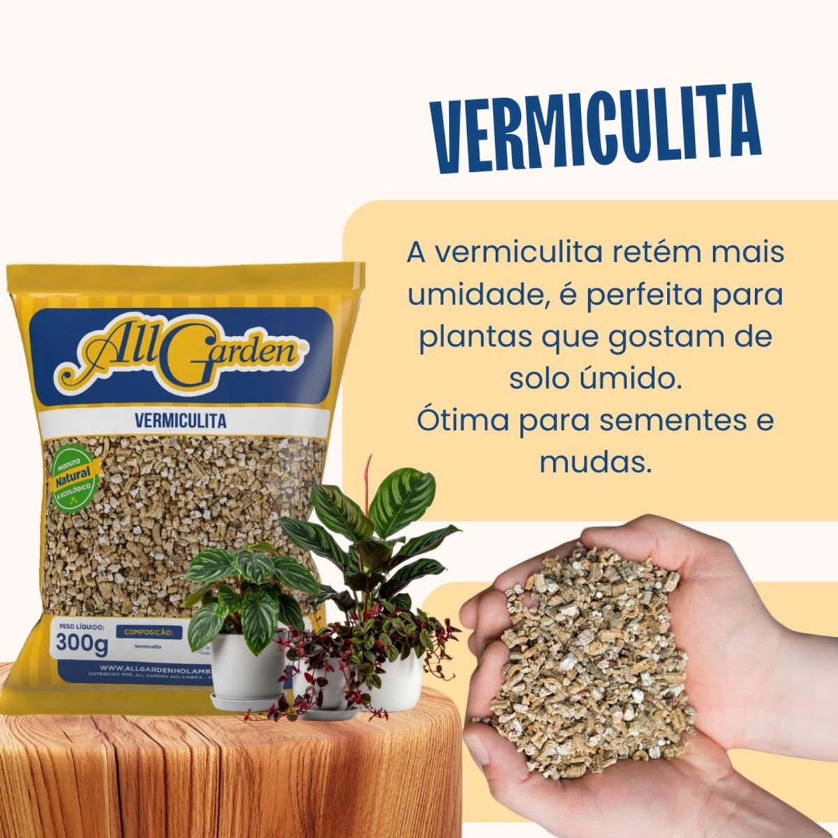Vermiculita Expandida 300g All Garden, marca All Garden - Foto 2