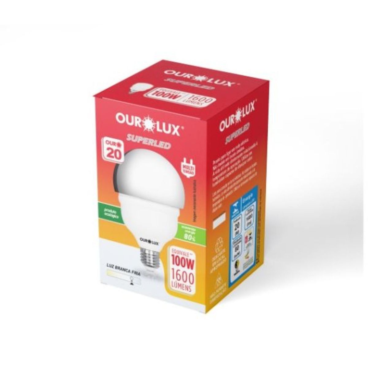 Lâmpada Alta Potência Ouro 20w 3000k, marca Ourolux - Foto 2