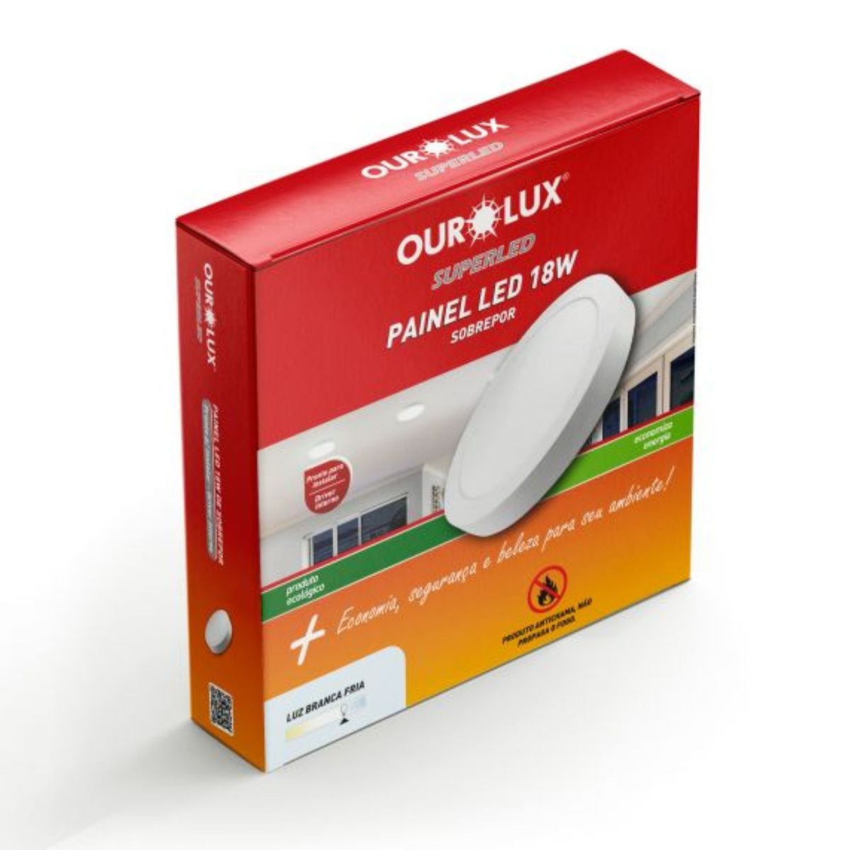 Painel Led Super Eco Branco 18w 2700k Redondo Sobrepor, marca Ourolux - Foto 2