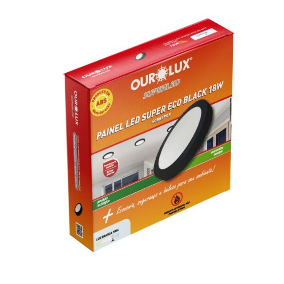Painel Led Super Eco Preto 18w 2700k Redondo Sobrepor, marca Ourolux - Foto 2