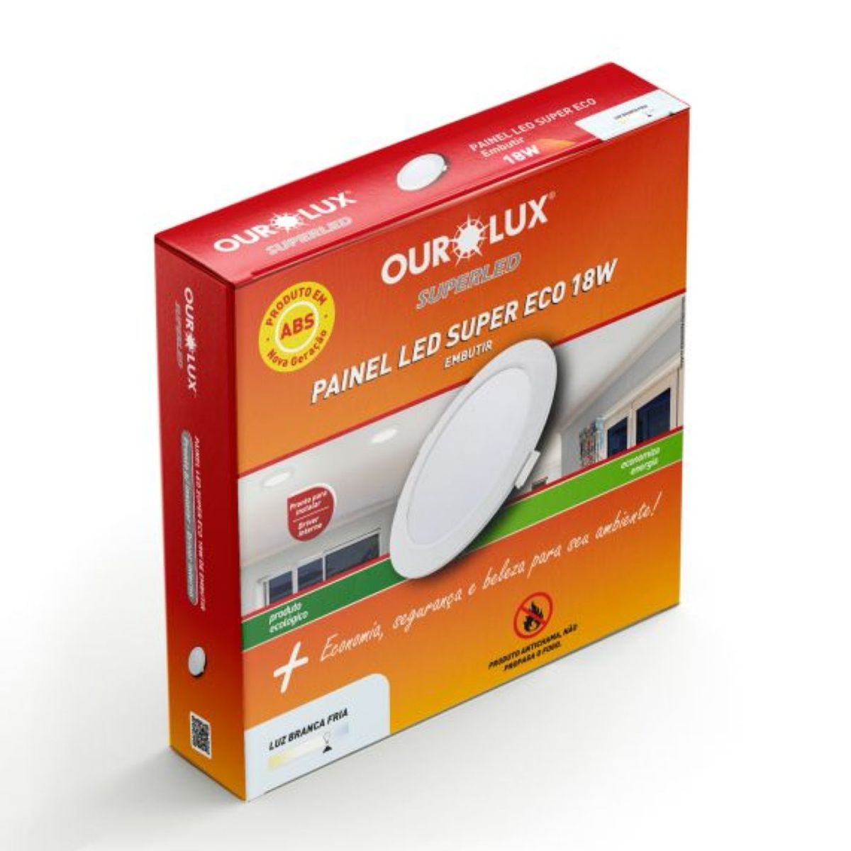 Painel Led Super Eco Branco 18w 6500k Redondo Embutir, marca Ourolux - Foto 2