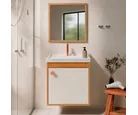 Gabinete para Banheiro com Espelho 40cm Hannover e Off White Rossa Cerocha