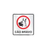 Placa Alumínio Cão Bravo Ilustrado, 12x12