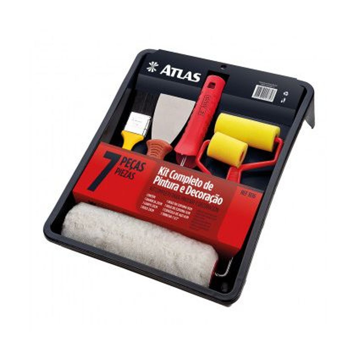 Conjunto de Pintura Completo Esmalte, Acrílica e Látex 7 Peças REF-1016 Vermelho, marca Atlas - Foto Principal