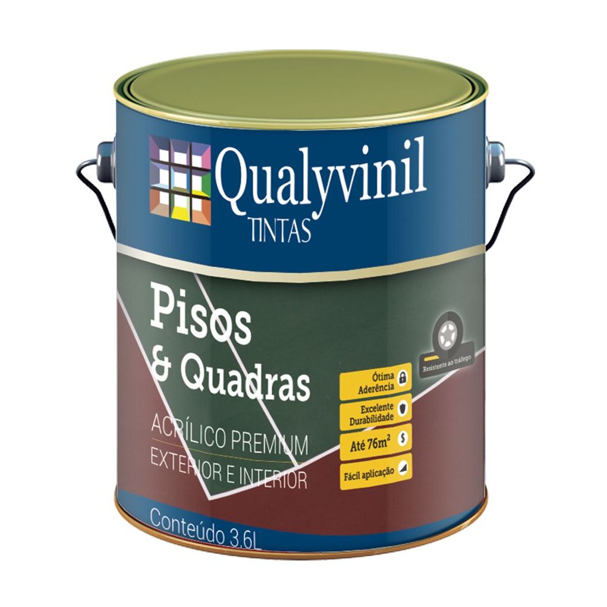Tinta para piso Vermelho Fosco Externo e Interno Pisos 3,6L Qualyvinil, marca Qualyvinil - Foto Principal
