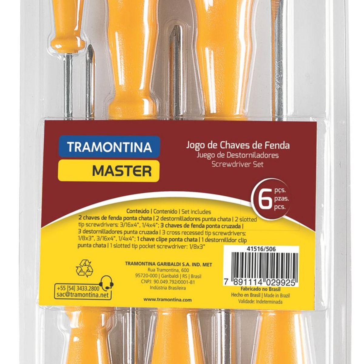 Jogo de Chaves de Fenda com 6 Peças Amarelo Tramontina, marca Tramontina - Foto Principal