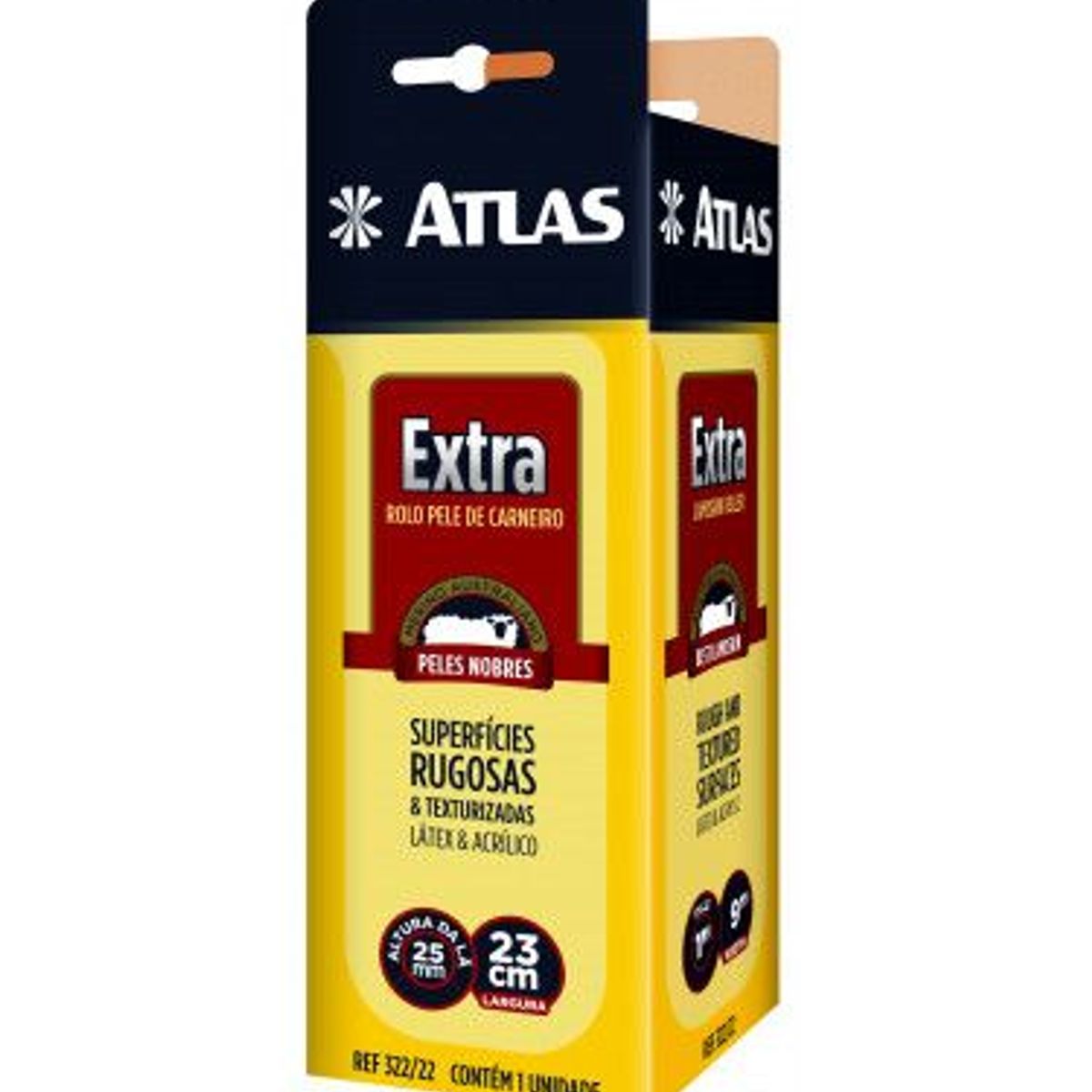 Rolo para Pintura Extra Pele de Carneiro Uso Geral 23cm REF-322/22 Natural, marca Atlas - Foto Principal