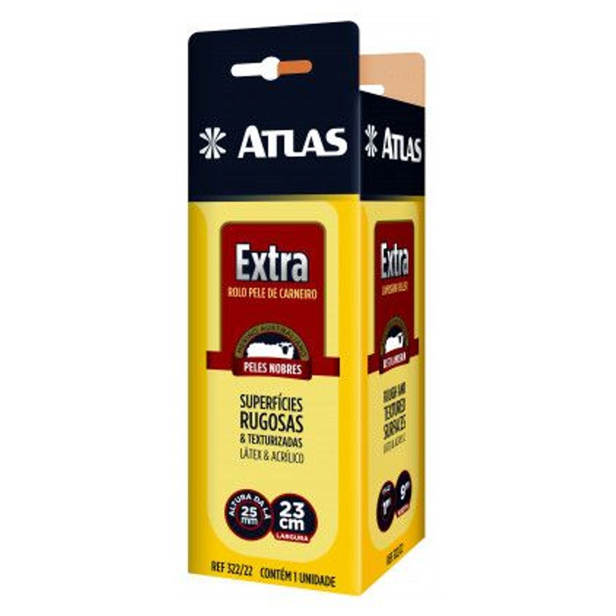 Rolo para Pintura Extra Pele de Carneiro Uso Geral 23cm REF-322/22 Natural, marca Atlas - Foto Principal