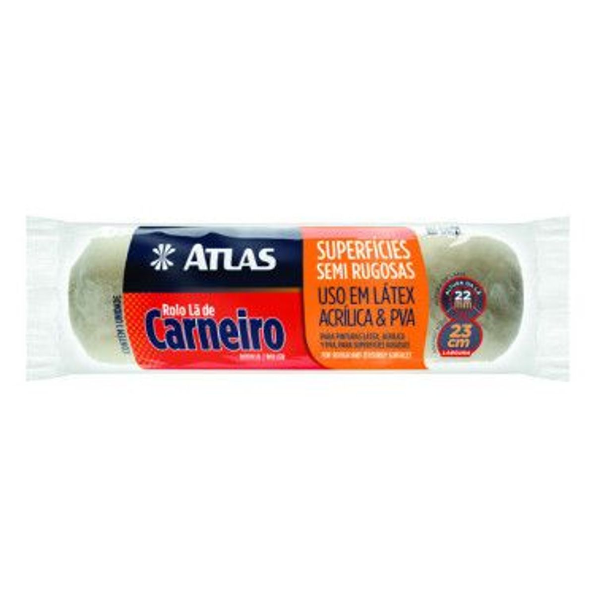 Rolo para Pintura de Lã Natural Esmalte, Acrílica e Látex 23cm REF-328/22, marca Atlas - Foto Principal
