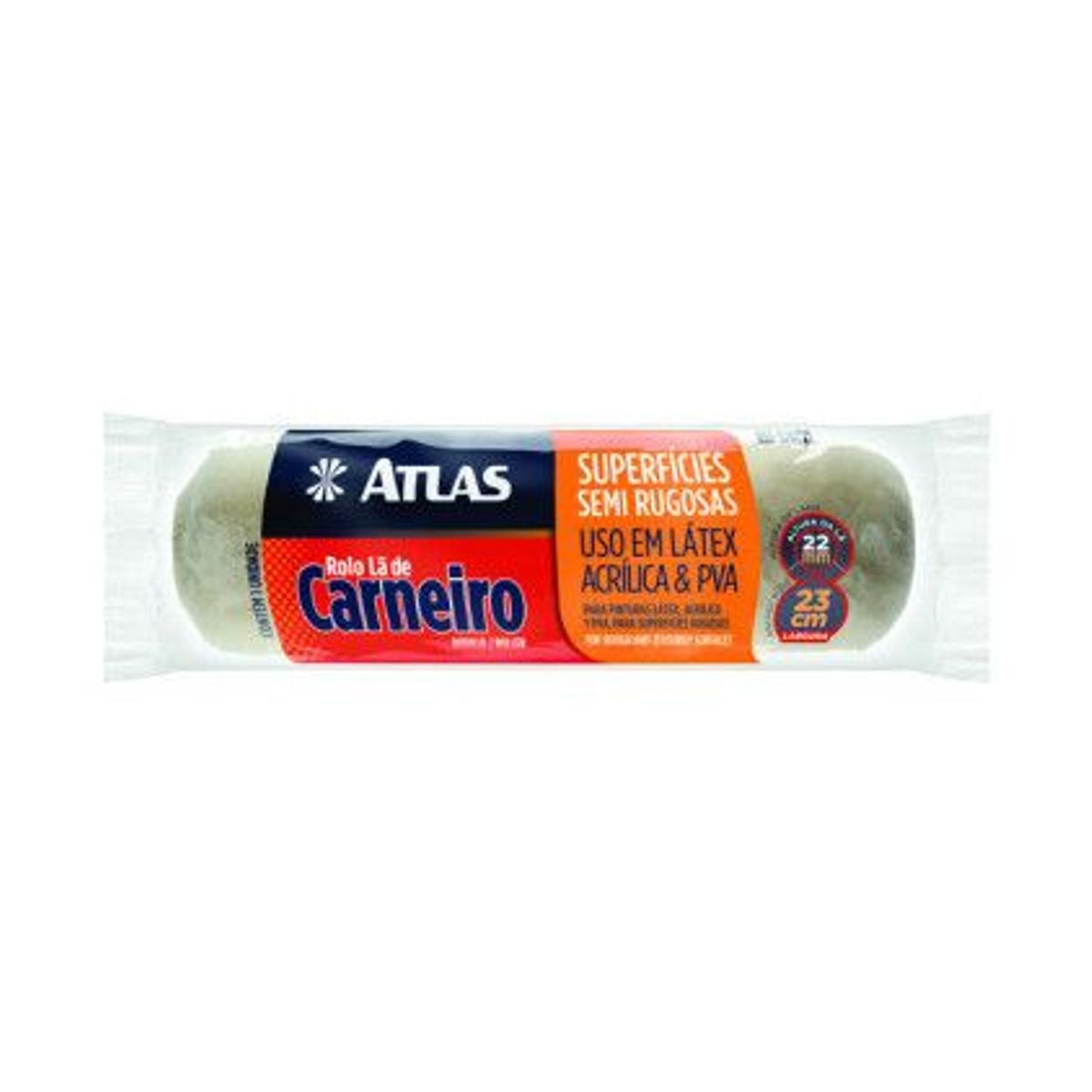 Rolo para Pintura de Lã Natural Esmalte, Acrílica e Látex 23cm REF-328/22, marca Atlas - Foto Principal