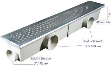 Conjunto Caixa Coletora, Alumnio Escovado, 14x96x14