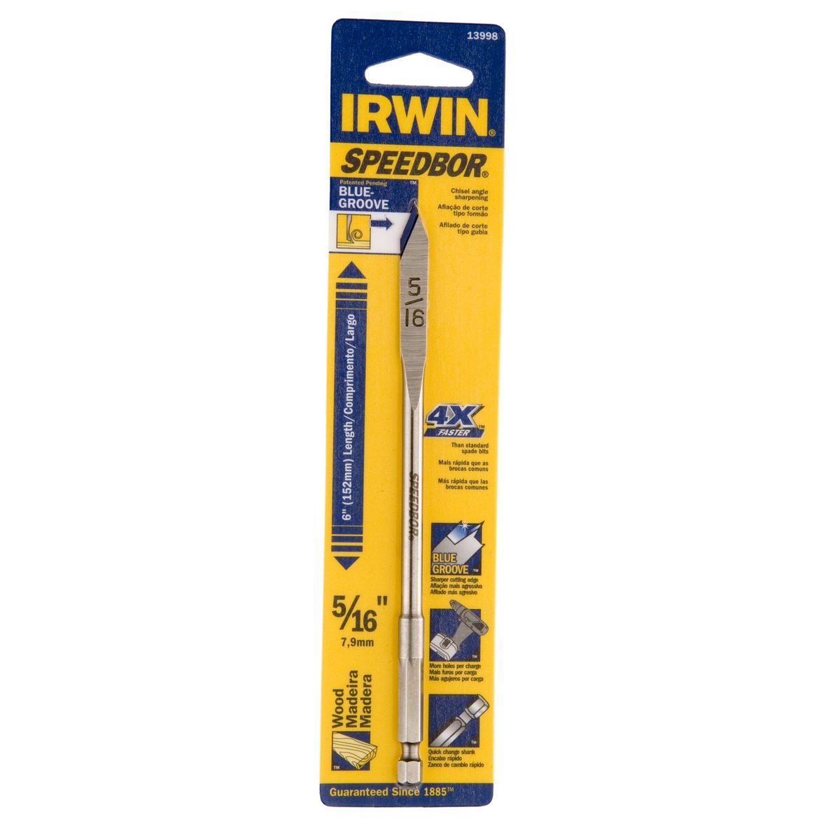 Broca Chata para Madeira SPDB 6x5/16, 150mm, marca Irwin - Foto Principal