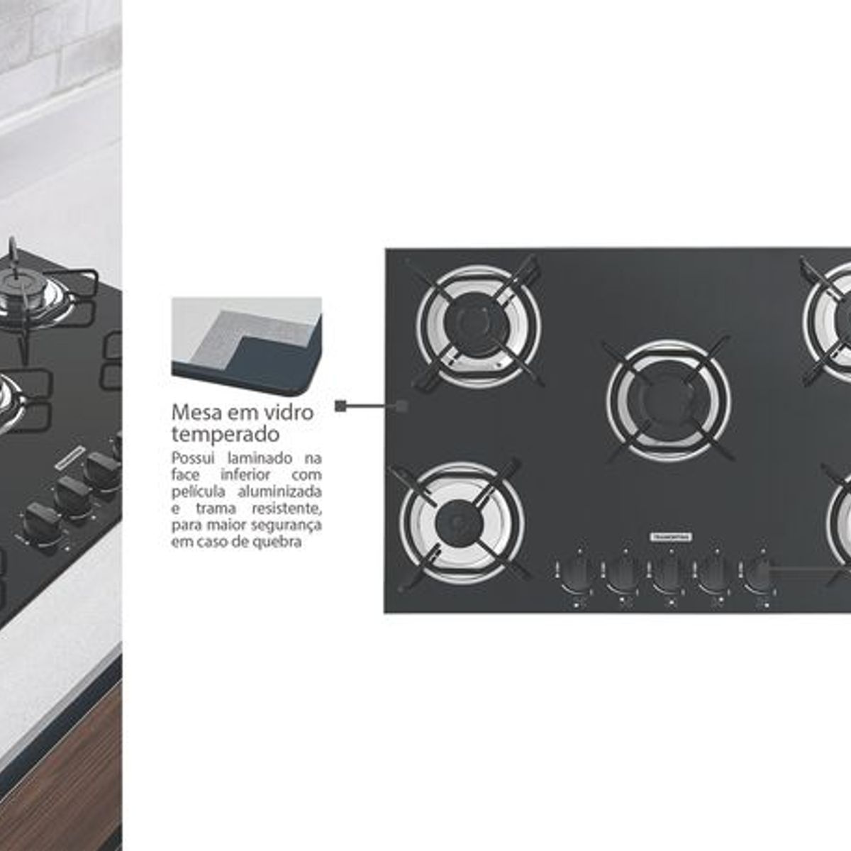 Cooktop Brasil 5Gg, Ref 94708/501, Inox, 77X50cm, marca Tramontina - Foto Principal