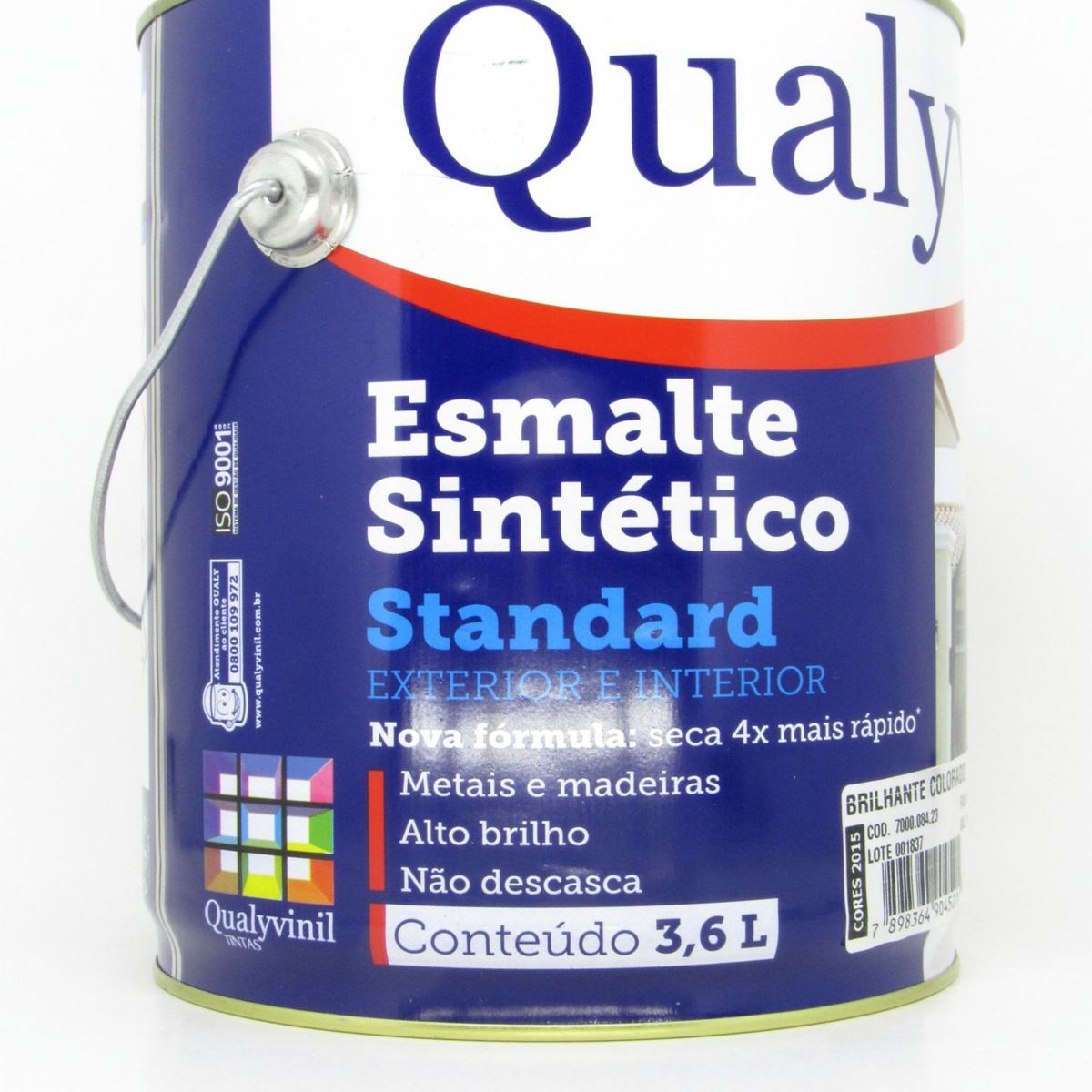 Esmalte Sintético Brilhante Marfim 3,6L Qualycor Standard para Madeiras e Metais, marca Qualyvinil - Foto Principal