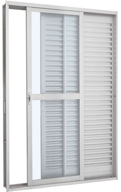 Porta Balco Veneziana de Correr Ao Branco 3 Folhas Direita 217x160x12cm Pratika
