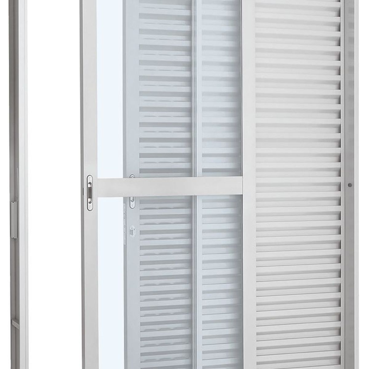 Porta Balcão Veneziana de Correr Aço Branco 3 Folhas Esquerda 217x160x12cm Pratika, marca Sasazaki - Foto Principal