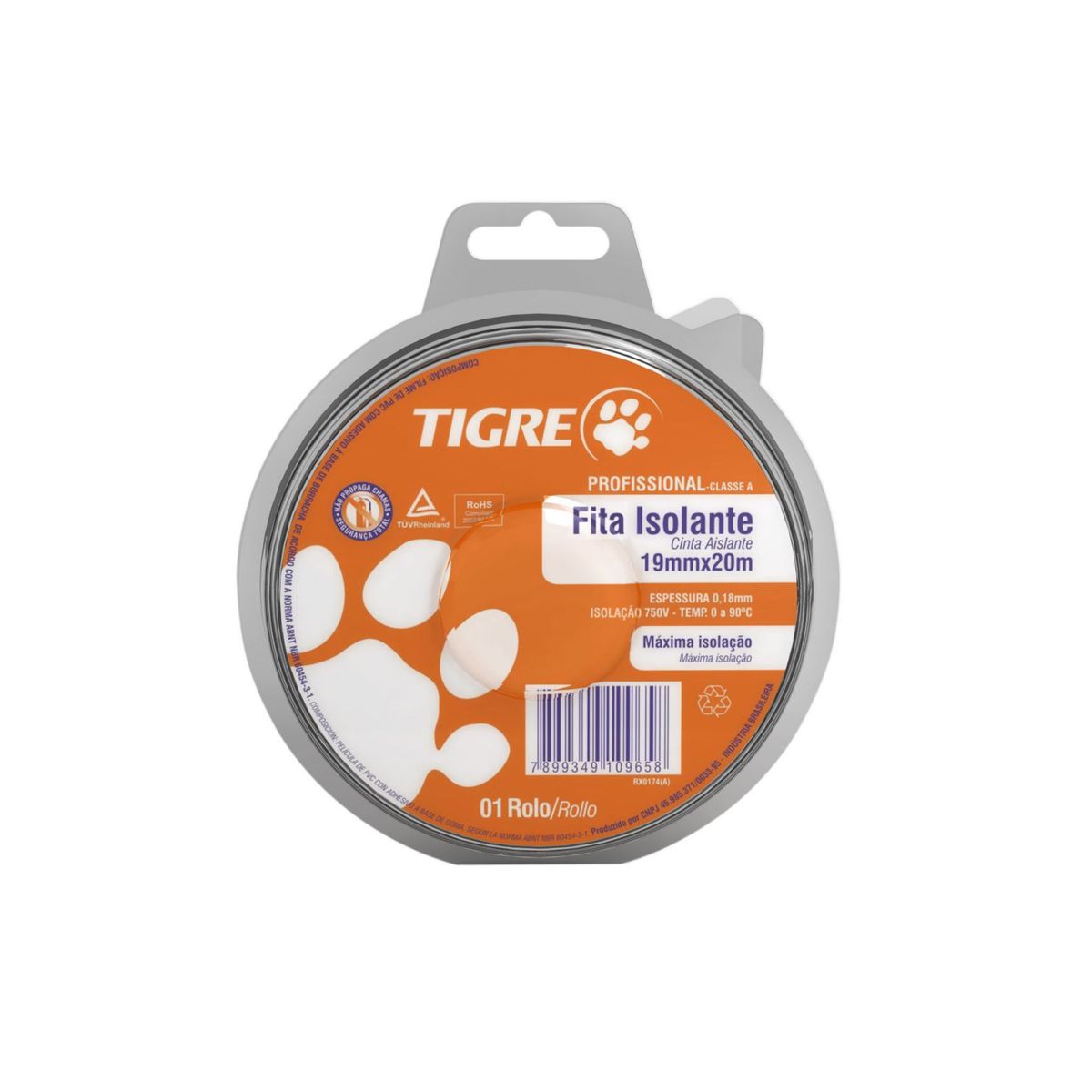 Fita Isolante Preta 18mmx20m, marca Tigre - Foto Principal