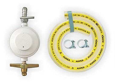 Regulador De Gs Com Registro 504/1 Com Mangueira 1,2M Branco 1Kg/H