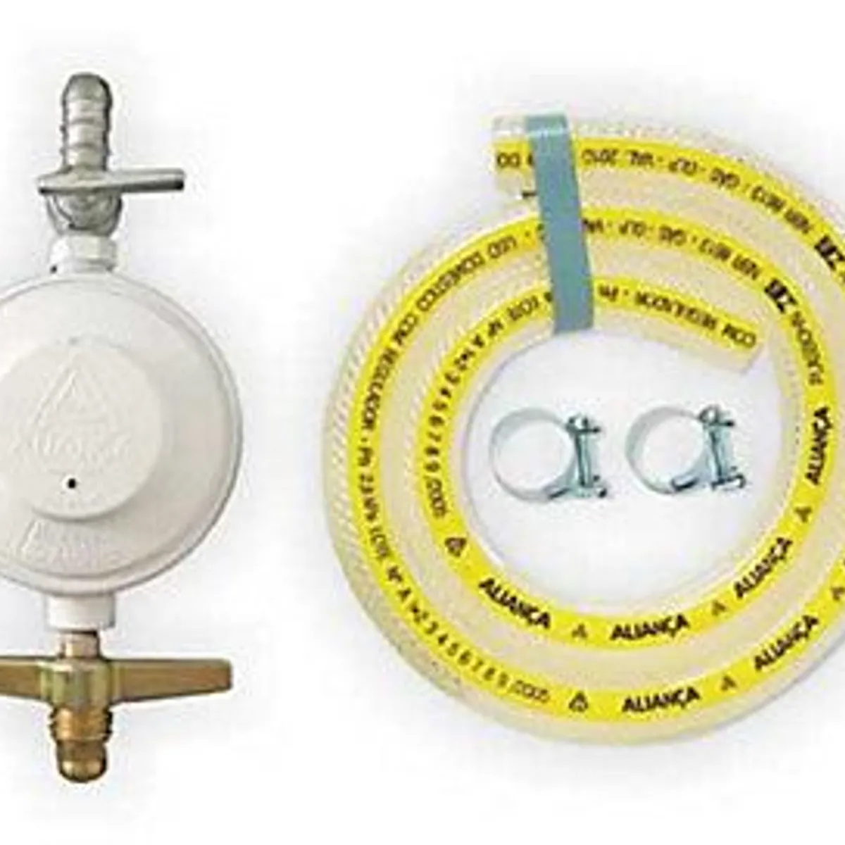 Regulador De Gás Com Registro 504/1 Com Mangueira 1,2M Branco 1Kg/H, marca Aliança - Foto Principal