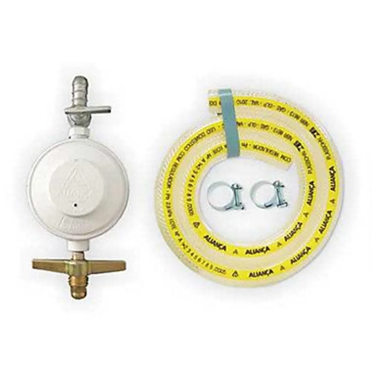 Regulador De Gás Com Registro 504/1 Com Mangueira 1,2M Branco 1Kg/H, marca Aliança - Foto Principal